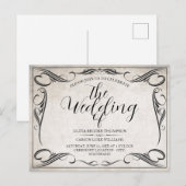  zwart art deco bruiloft aankondiging (Voorkant / Achterkant)