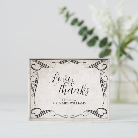  zwart art deco bruiloft dank u (Staand voorkant)