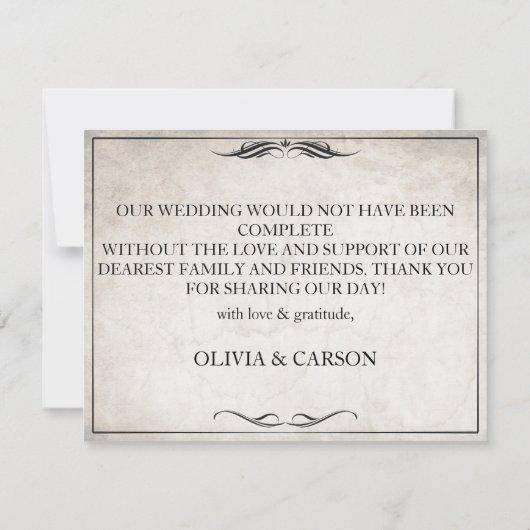 zwart art deco bruiloft dank u (Achterkant)