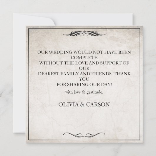 zwart art deco bruiloft dank u (Achterkant)