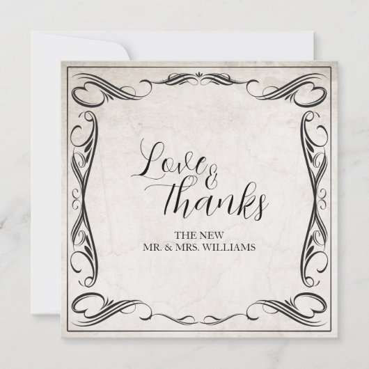 zwart art deco bruiloft dank u (Voorkant)