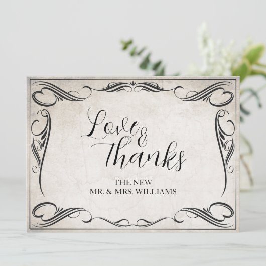  zwart art deco bruiloft dank u (Staand voorkant)