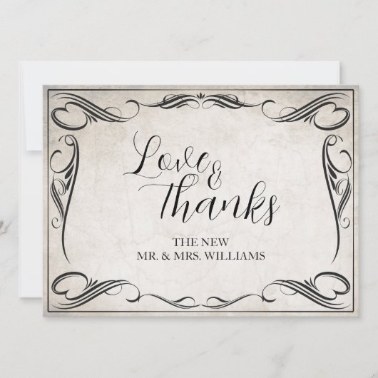 zwart art deco bruiloft dank u (Voorkant)