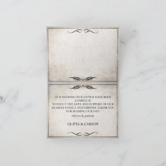  zwart art deco bruiloft dank u kaart (Binnen)