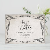 Zwart Art Deco Bruiloft Save the Date (Staand voorkant)