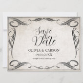  Zwart Art Deco Bruiloft Save the Date (Voorkant)