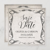  Zwart Art Deco Bruiloft Save the Date (Voorkant / Achterkant)