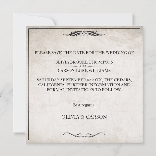  Zwart Art Deco Bruiloft Save the Date (Achterkant)