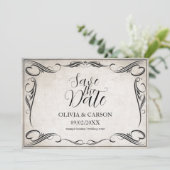  Zwart Art Deco Bruiloft Save the Date (Staand voorkant)