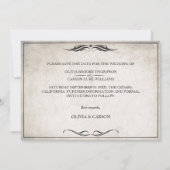  Zwart Art Deco Bruiloft Save the Date (Achterkant)