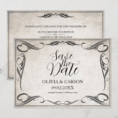  Zwart Art Deco Bruiloft Save the Date (Voorkant / Achterkant)
