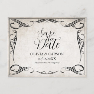  Zwart Art Deco Bruiloft Save the Date Feestdagenkaart