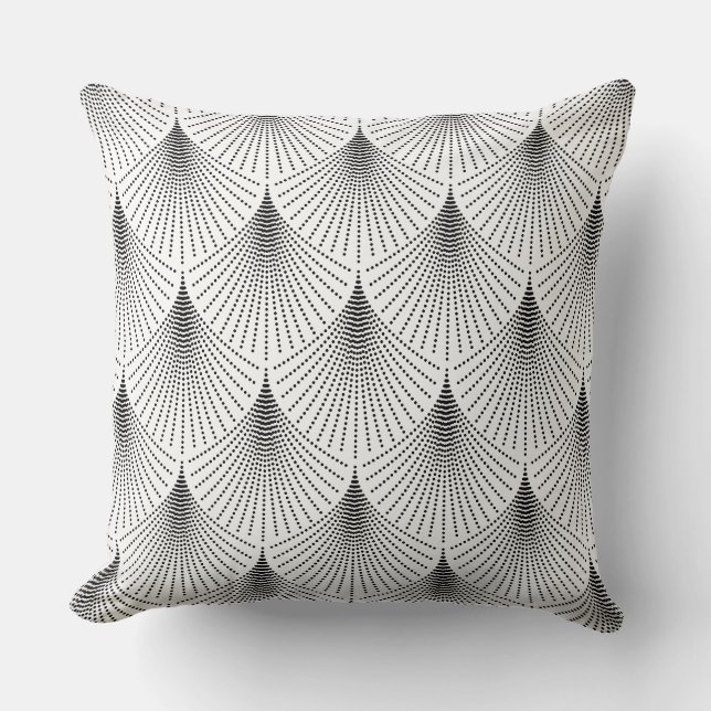 Zwart Art-deco geometrisch patroon op wit Kussen (Voorkant)