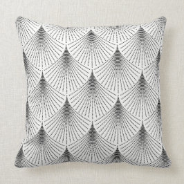 Zwart Art-deco geometrisch patroon op wit Kussen