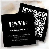 Zwart Art Deco | QR-code | Bruiloft RSVP Informatiekaartje