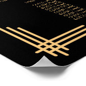 Zwart Art Deco Trouw Stoelen Chart 19 Tafels Poster (Hoek)