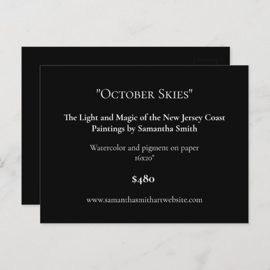 Zwart Art Exhibition Display Kaarten Art Labels (Voorkant / Achterkant)