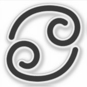 Zwart astrologisch symbool voor kanker Waterbord Sticker (Voorkant)