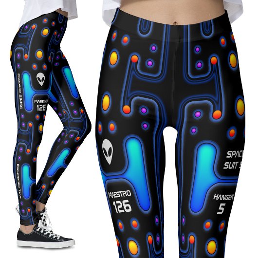 Zwart Astronaut SciFi Space Meisje Alt Robot Leggings