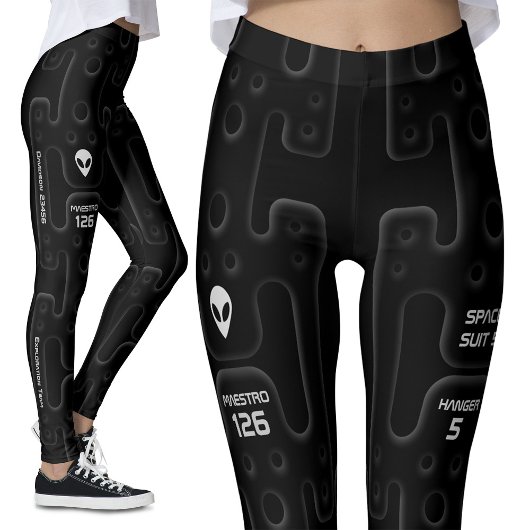 Zwart Astronautenpak voor ruimteverkenning SciFi Leggings
