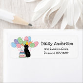 Zwart Aussiedoodle Verjaardagsfeestje Retouradres Etiket (Insitu)