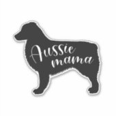 Zwart Australisch Herder Silhouet "Aussie Mama" Sticker (Voorkant)