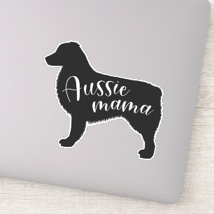 Zwart Australisch Herder Silhouet "Aussie Mama" Sticker