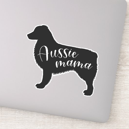 Zwart Australisch Herder Silhouet "Aussie Mama" Sticker (Detail)