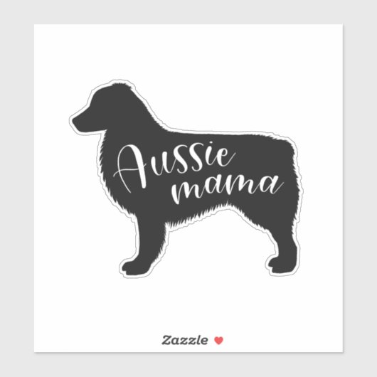 Zwart Australisch Herder Silhouet "Aussie Mama" Sticker (Vel)