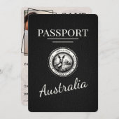 Zwart Australisch paspoort Bewaar de datum Save The Date (Voorkant / Achterkant)