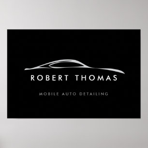 Zwart Auto Detail/Reparatie Logo Downloaden Poster
