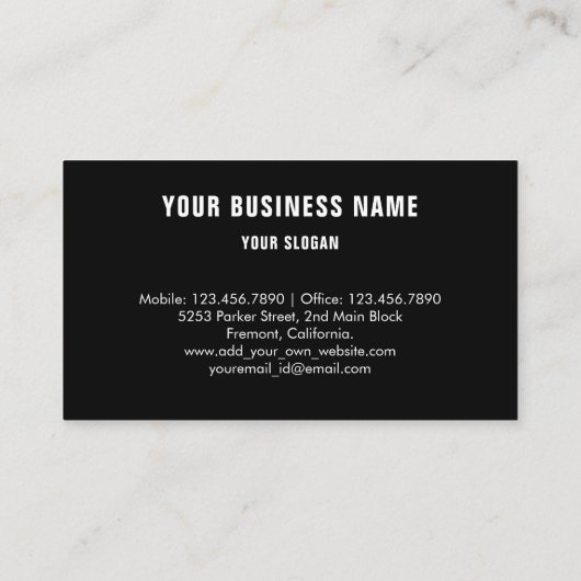 Zwart Auto Detailing, Auto Repair Black Visitekaartje (Achterkant)