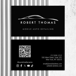 Zwart Auto Detailing, Auto Repair Logo QR Code Visitekaartje