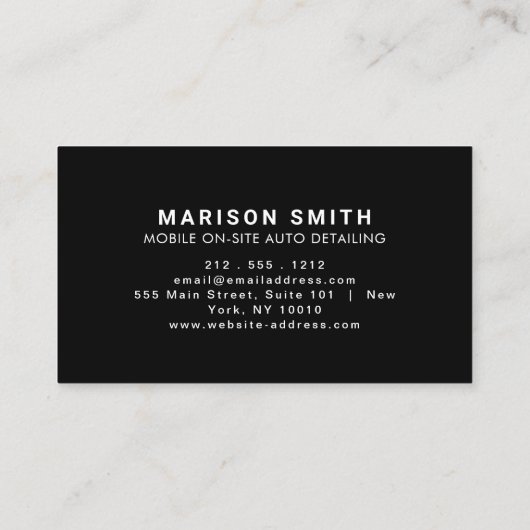 Zwart Auto Detailing, Auto Repair Logo Zwart Busin Visitekaartje (Achterkant)