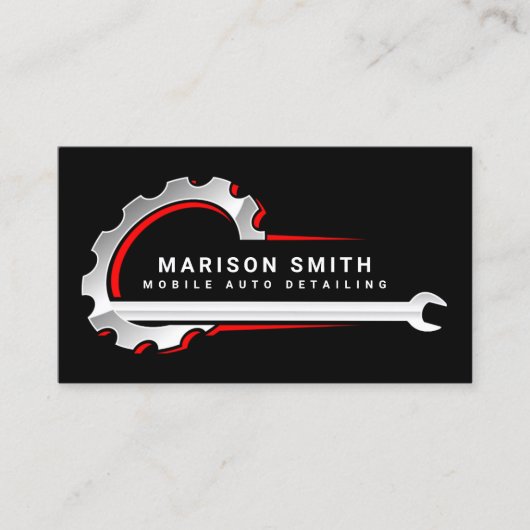 Zwart Auto Detailing, Auto Repair Logo Zwart Busin Visitekaartje (Voorkant)