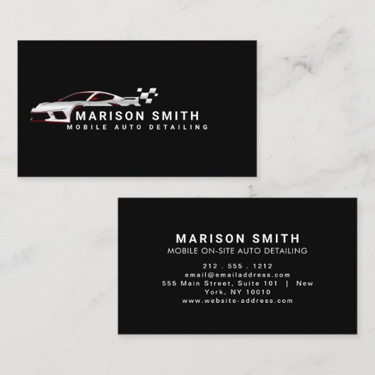Zwart Auto Detailing, Auto Repair Logo Zwart Busin Visitekaartje (Voorkant / Achterkant)