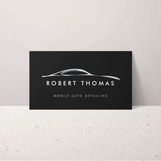 Zwart Auto Detailing, Auto Repair Logo Zwart Visitekaartje