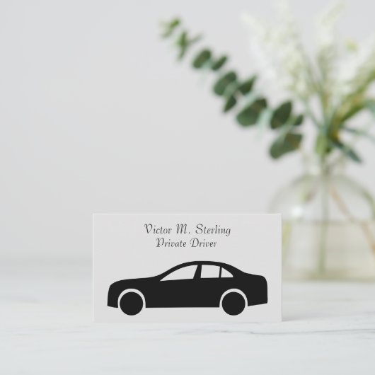 Zwart autoafdrukstuurprogramma visitekaartje (Staand voorkant)