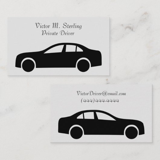 Zwart autoafdrukstuurprogramma visitekaartje (Voorkant / Achterkant)