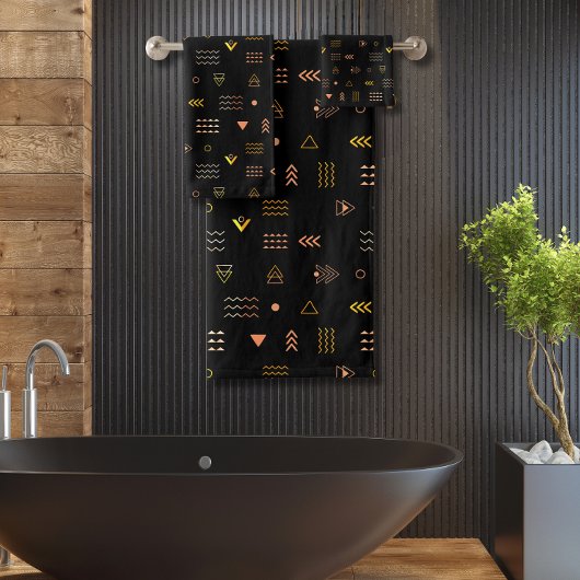 Zwart Azteekse patroon Bad Handdoek