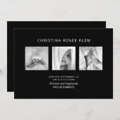 Zwart B/W Collage Foto Moderne Geboorte Aankondiging (Voorkant / Achterkant)