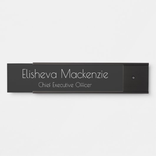 Zwart B&W Kantoor Deurteken Naam Bord Deurbordje (Voorkant)