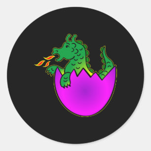 Zwart Baby Dragon Egg Ronde Sticker