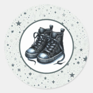 Zwart Baby Hoge Topjes Baby shower Ronde Sticker