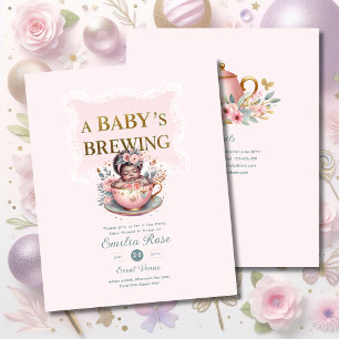 Zwart Baby Meisje is Brouwen Tea Party Douche Flor