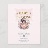 Zwart Baby Meisje is Brouwen Tea Party Douche Flor (Voorkant)