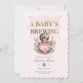 Zwart Baby Meisje is Brouwen Tea Party Douche Flor Kaart (Voorkant)
