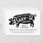  zwart Baby-Q BBQ Baby shower Kaart (Voorkant)