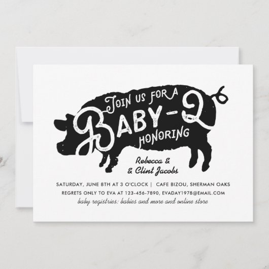  zwart Baby-Q BBQ Baby shower Kaart (Voorkant)