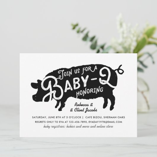  zwart Baby-Q BBQ Baby shower Kaart (Staand voorkant)